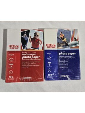 (2) Office Depot 4x6 Inkjet Photo Paper Sealed Premium High Gloss 200 Sheets